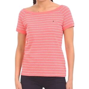 Tommy Hilfiger Coral Striped Short Sleeve Tee
